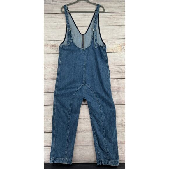 We the Free People High Roller Denim Overalls Womens XS Sapphire Blue Oversized - Picture 2 of 14